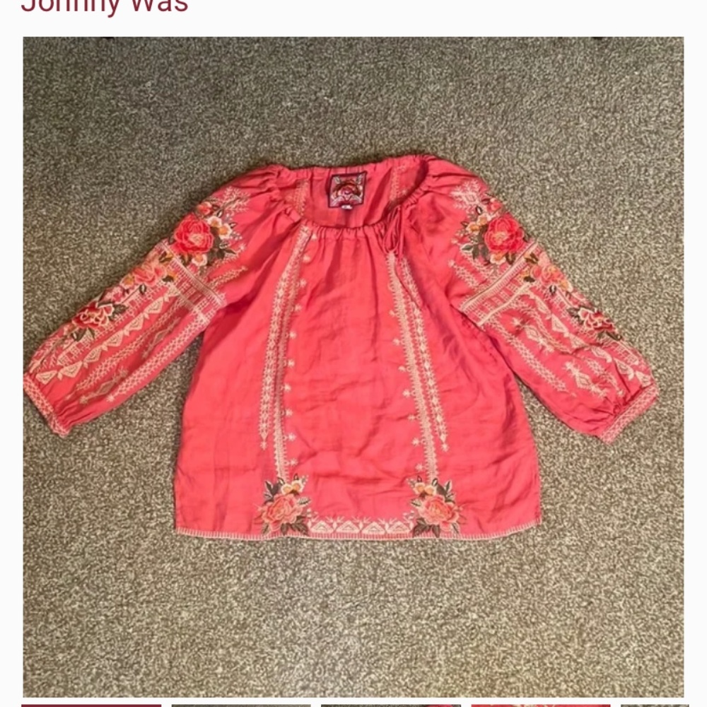 Johnny Was Embroidered Linen Blouse
